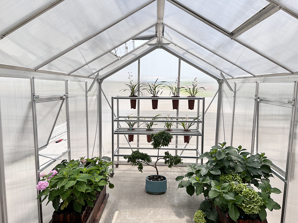 Invernadero de jardín de aluminio con hoja triangular de PC para jardinería 